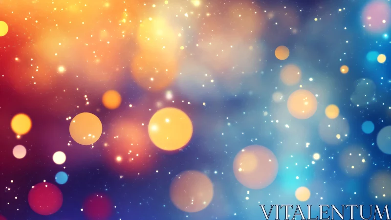 Floating city of bokeh orbits drifts through twilight color