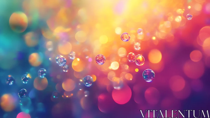 Iridescent bokeh spheres over vibrant color gradient field.