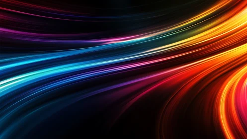 Rivers of neon light sweeping through a midnight sky.