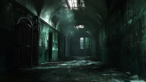 Haunting green corridor stretches into a quietly eerie distance