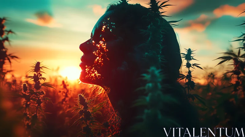 Sunlit silhouette gently blends with glowing garden sky