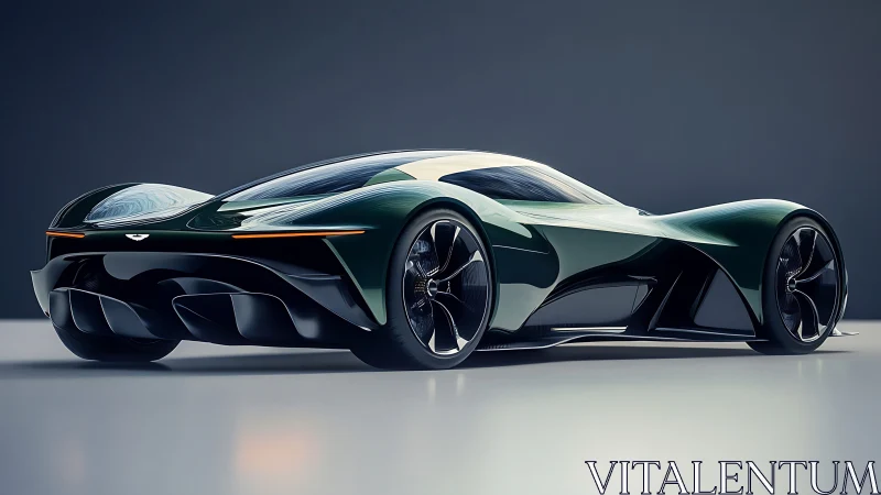 Futuristic electric hypercar rests in a sleek studio glow