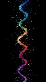 Vertical rainbow spiral formed by luminous particle stream