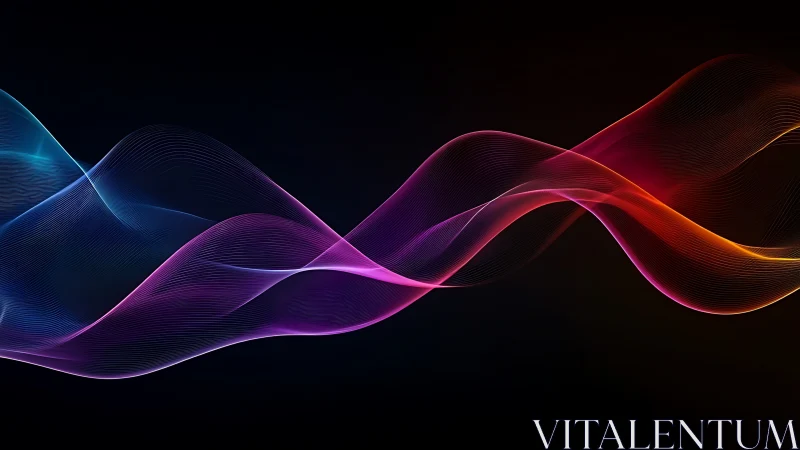 Colorful light wave forms intersect across dark gradient space