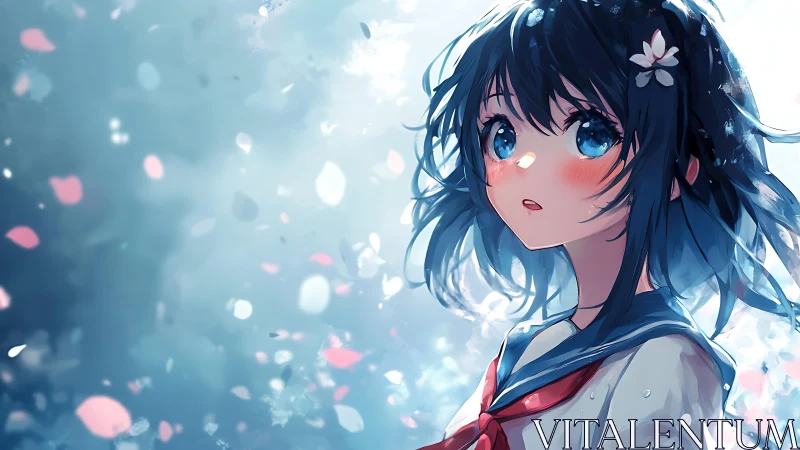 Blushing sky-eyed dreamer listens to drifting spring light