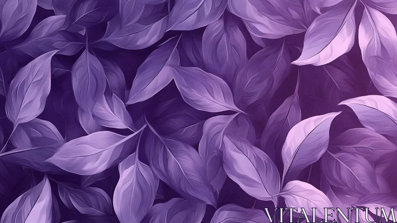 Whispering violet leaves swirling in luminous twilight hush.