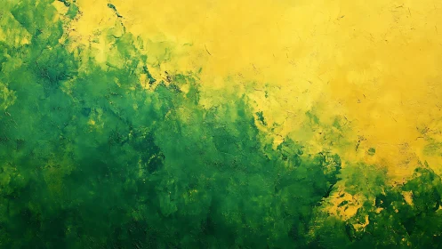 Sunlit emerald fog quietly climbs across the yellow sky