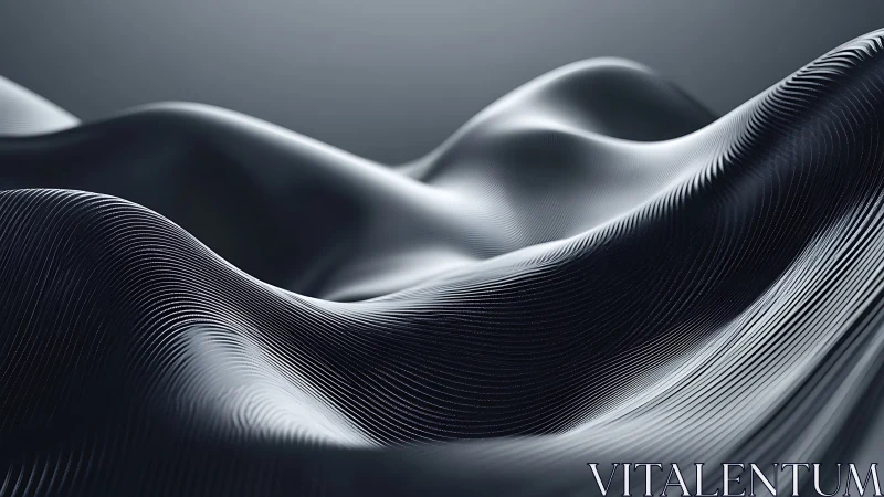 Metallic wave-like surface with fine linear texture pattern.