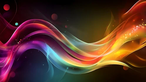 Prismatic ribbon currents surfing a deep cosmic hush.