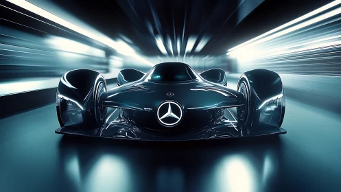 Midnight hypercar rocket surges through electric tunnel.