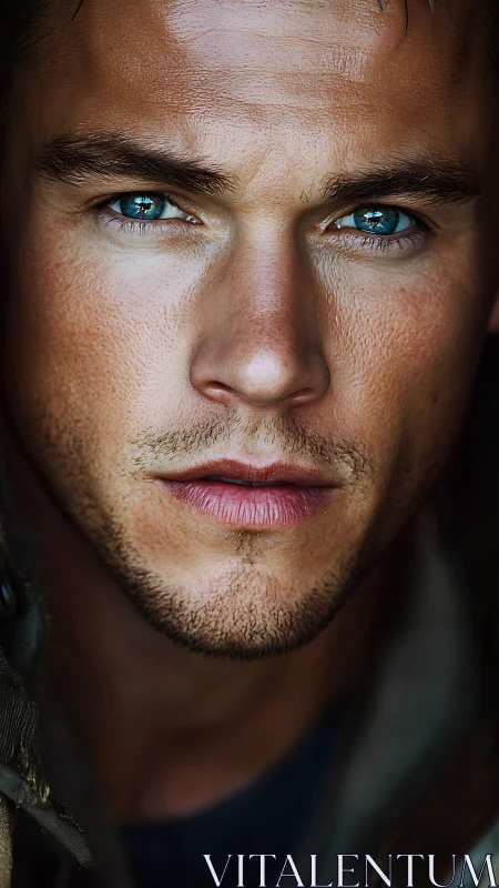 Hyper-detailed male portrait showcases sharp focus and textured skin