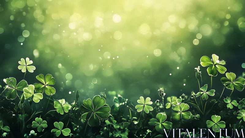 Gentle morning light dances over a field of lucky clovers