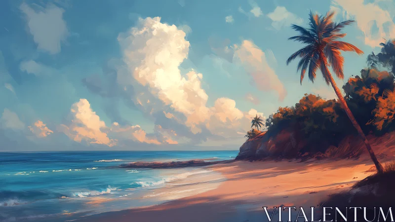 Tropical Coastal Paradise: Digital Rendering of Sunset Beach.