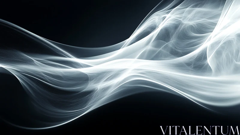 Luminous white energy ribbons flow across deep black void.