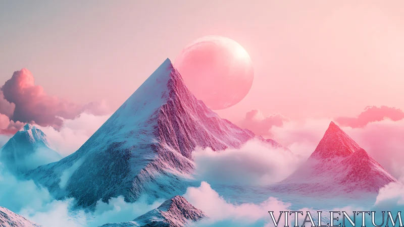 Chromatic alpine triad under enlarged lunar bodyscape.