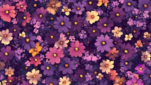 Cosmos Blooms: Where Purple Dreams Meet Golden Petals.