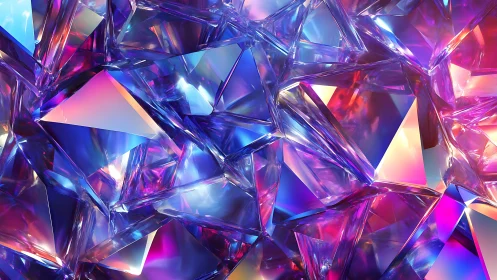 Prismatic crystal storm in neon twilight refracting electric light.