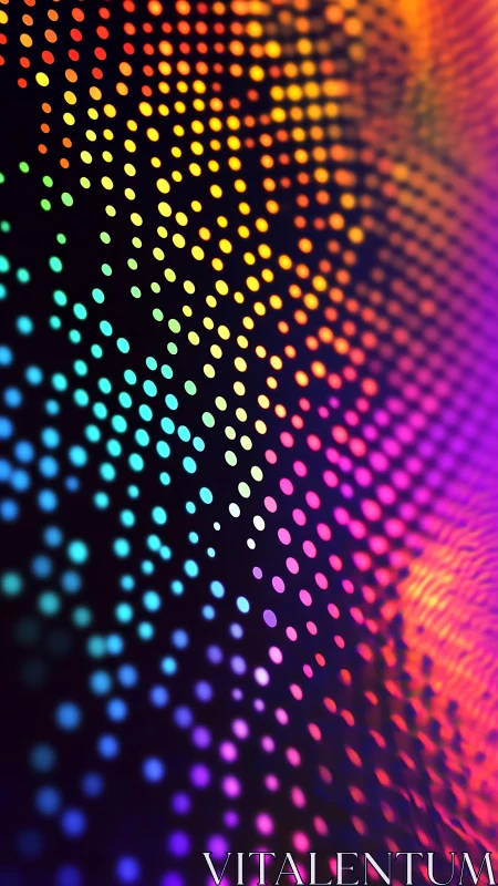 Multicolor gradient dots form curved digital wave pattern
