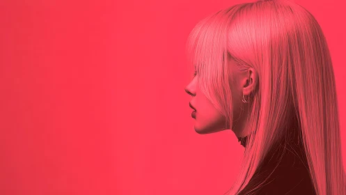 Profile portrait in neon pink glow captures poised silence