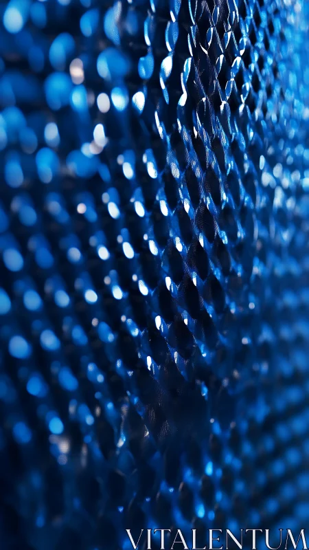 Specular highlights over blue hexagonal textured reflective surface