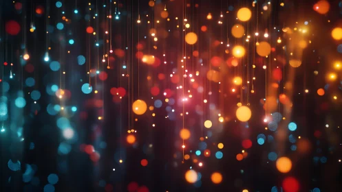 Vibrant abstract bokeh lights with blue and orange glowing accents.