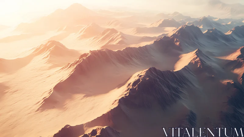 Sunlit desert ridges drifting into a dreamy horizon.