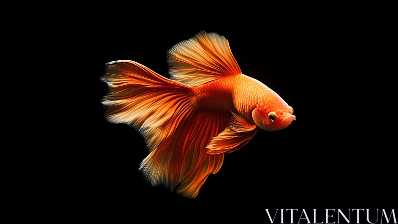 Betta comet drifts through velvet-black digital waters