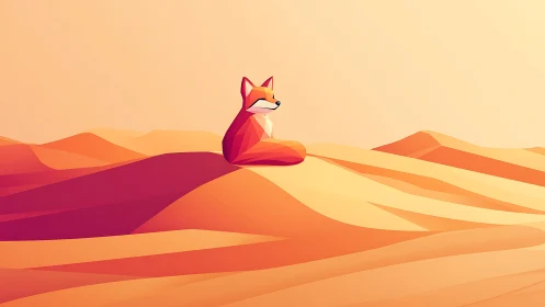 Gentle desert fox resting on glowing golden sand dunes.
