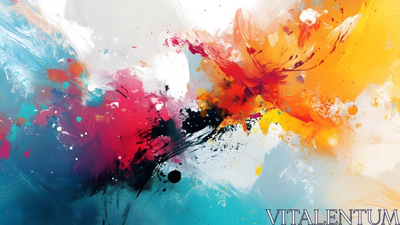 Vibrant Abstract Expressionism with Dynamic Color Splashes.