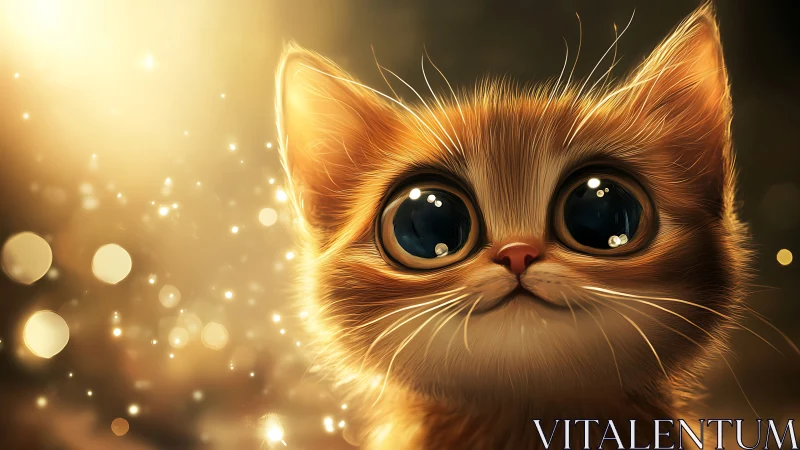Luminous Feline Portrait with Golden Backlighting and Bokeh Effects.