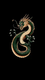 Coiled jade dragon whips fire-tipped whisker through night