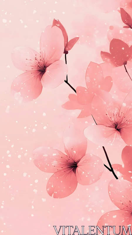 Pink Translucent Flowers with Scattered Petals.