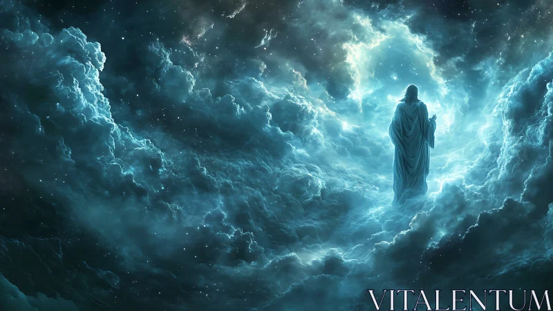 Starlit wanderer carves a luminous doorway through heaven