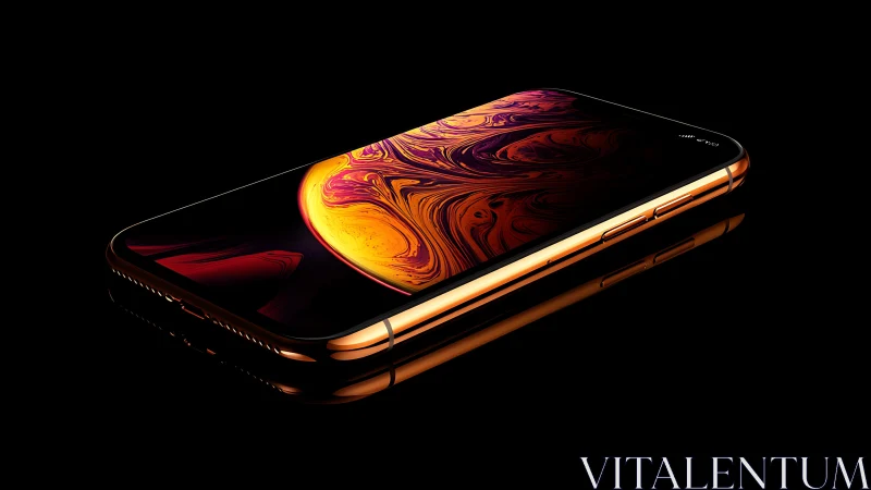 iPhone XS Max with Liquid Gold and Red Marbled Display