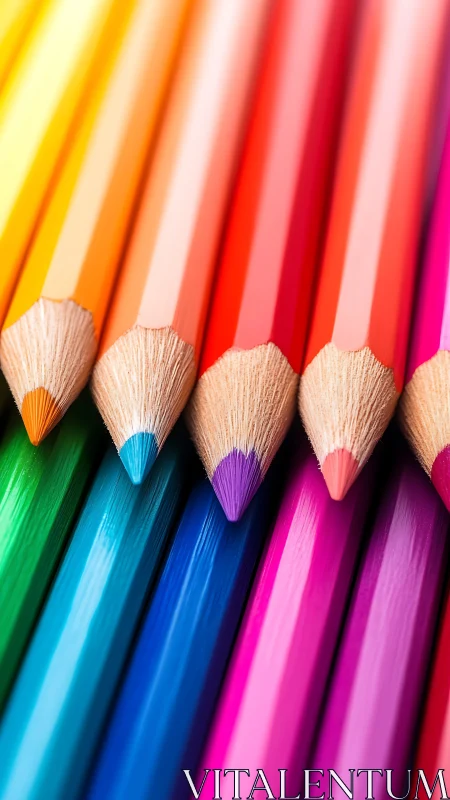 Macro study of aligned colored pencils showing sharp hexagonal barrels