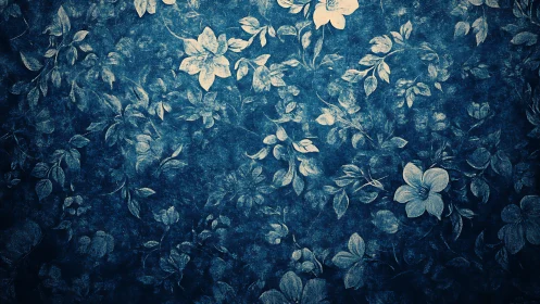 Vintage Floral Tapestry in Serene Blues and Creams