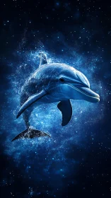 Digital rendering shows illuminated dolphin in suspended motion