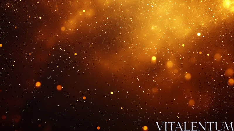 Dense golden bokeh particle field with depth layered luminous haze