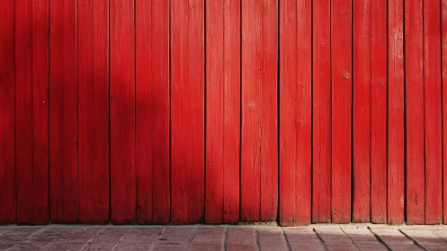 Weathered red wooden planks form a rustic vertical wall.