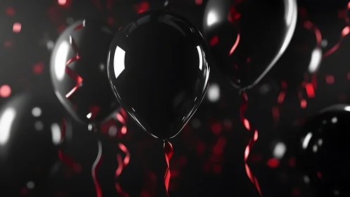 Black Balloon with Red and White Particle Dynamics.