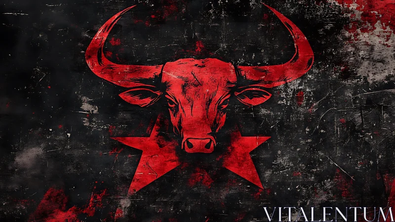 Red bull emblem over distressed black grunge background.