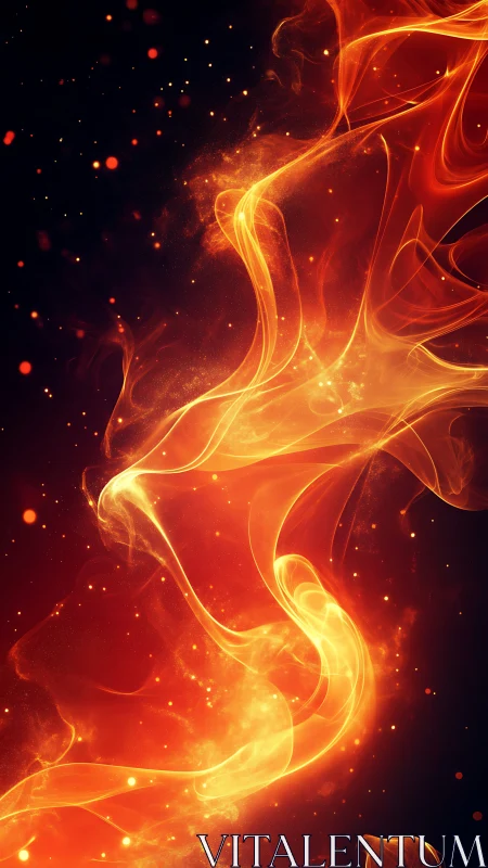 Digital render of fluid flame forms against dark background