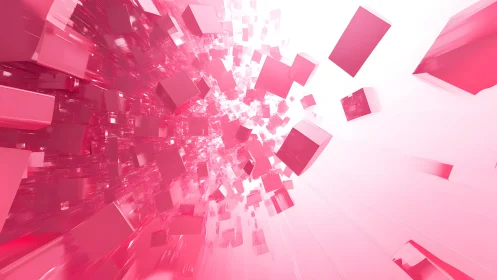 Dynamic pink 3D cubes explosion in digital abstract style.
