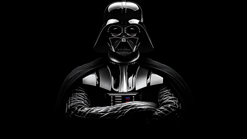 Midnight armored figure broods in chrome-lit silence