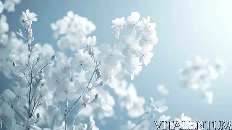Delicate White Flowers Against Soft Blue Sky.