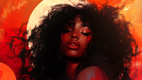 Saturated digital portrait uses high-contrast lighting and bold chroma gradients