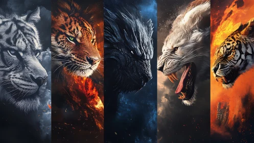 Five Elemental Tigers: Fire, Ice, Darkness, Stone, Fury.