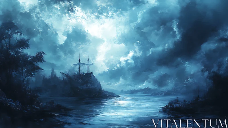 Moonlit Harbor Where Sky Meets Water.