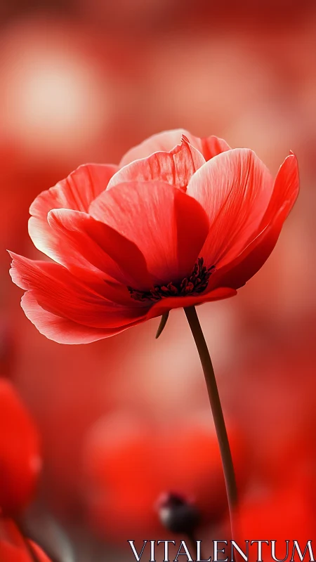Red flower macro on soft blurred red background.