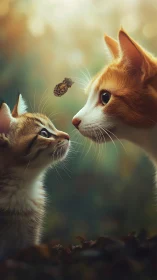 Two Curious Friends Discovering a Butterfly Together.